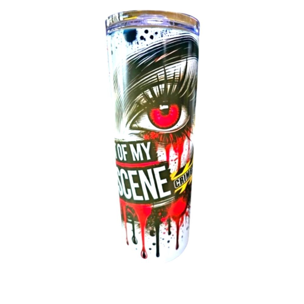 Handmade Halloween 20oz Skinny Tumbler Red Black Sublimation Cup Lid & Straw